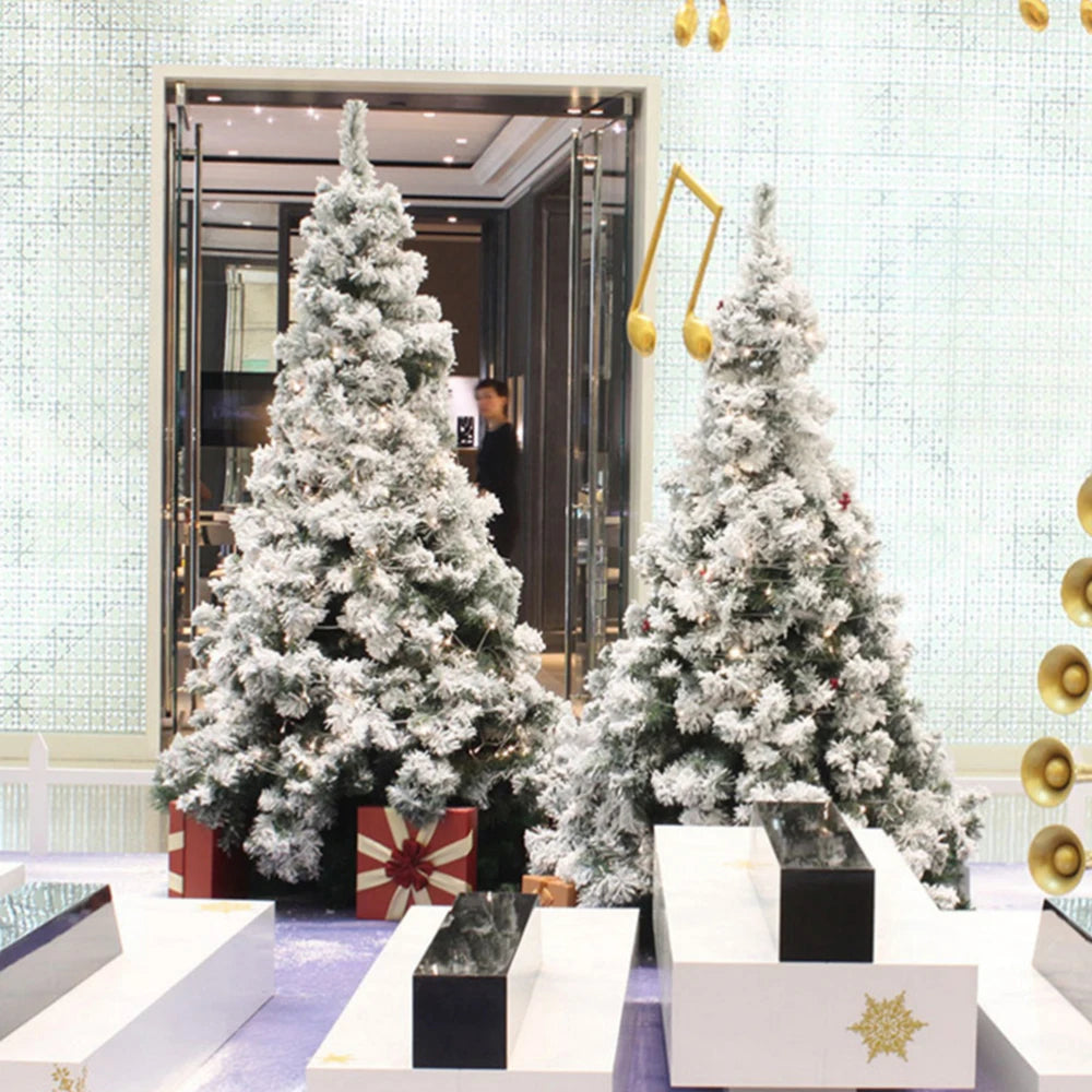 2025 Christmas 2.1m White Simulation Artificial Flocking Snow Christmas Tree Adornment for home party hotel shopping mall