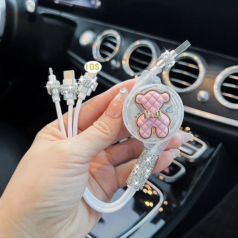 3 in 1 Multi Head Multi-function Car Charging Line Mobile Phone Fast Charging Line Female Usb For iphone samsung huawei phone