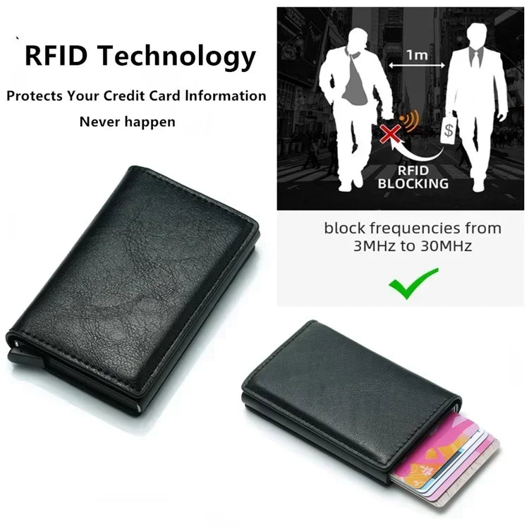 Men Smart Wallet Credit Bank Card Holder Fashion Purse Aluminum Alloy Business Casual Mini Wallet Brand Purse