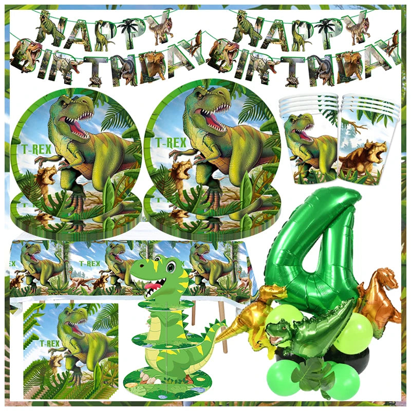 New Jurassic World Dinosaur Birthday Balloons Dinosaur Paper Plates Napkins Cups Party Decoration Kit Supplies Kids Baby Shower