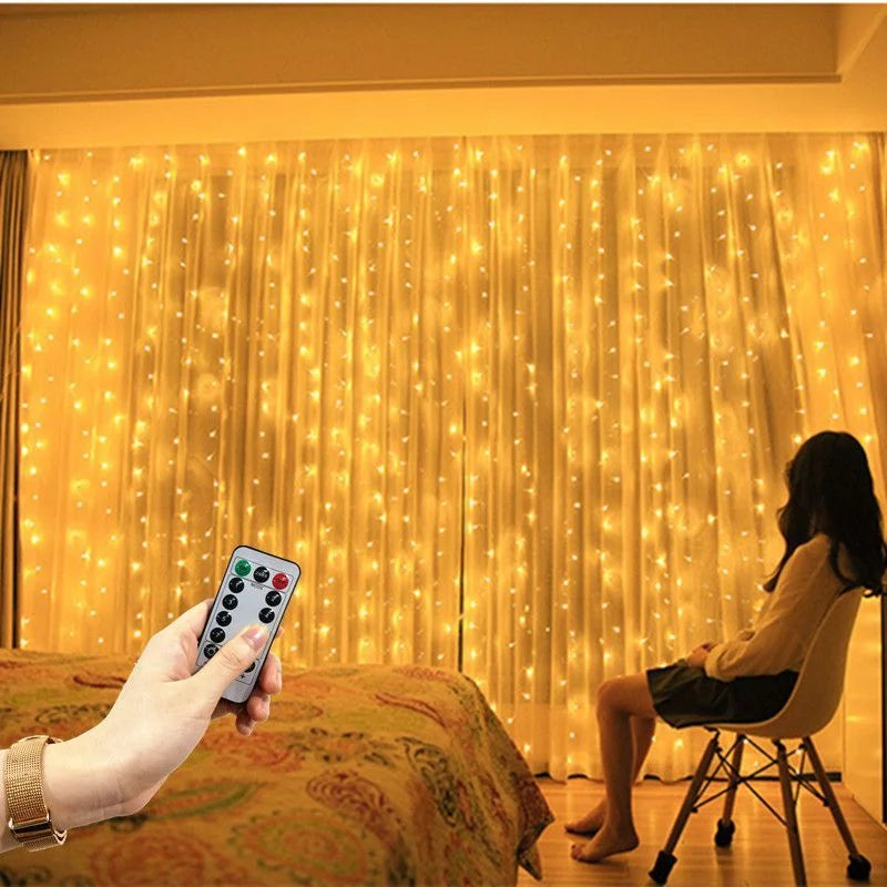 LED Curtain Lights 6m/3m USB Warm Fairy String Lights Festival Lighting Window Lamp Home Bedroom Wedding Christmas Decoration