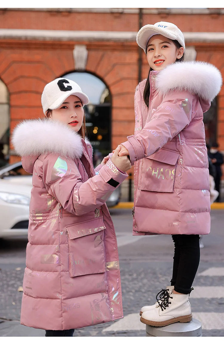 New Winter Down cotton Jacket Girls Waterproof Hooded Coat Children Outerwear Clothing Teenage 5-16Y clothes Kids Parka Snowsuit