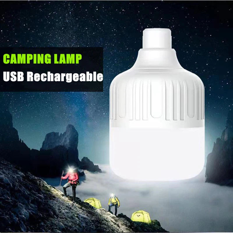 1/2/4/6/8/10pcs Camping Light USB Rechargeable LED Emergency Lamp Outdoor Portable Lanterns with Hook for BBQ Tents Battery Bulb