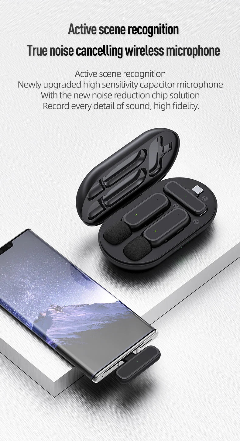 Xiaomi Mijia Wireless HD Radio Live Microphone Noise Cancel Dual Mic 20 Meters for Mobile Phone Tiktok Short Video Recording