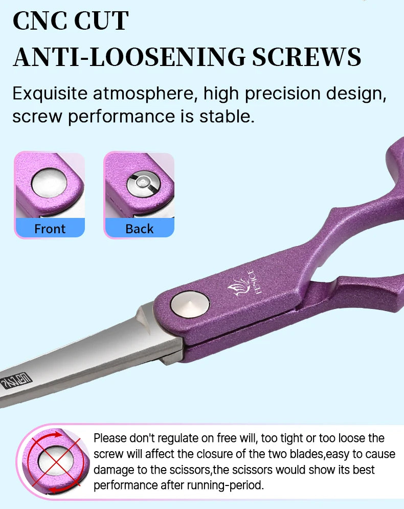 Fenice 6.5 inch Professional Pet Grooming Cutting Curved Thinning Chunker Scissors Shears Set Kit for Groomer Household Use