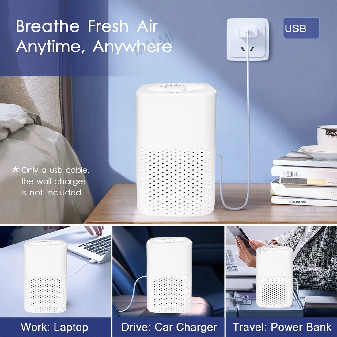 Xiaomi Small Air Purifier Compact Desktop HEPA Filter Air Cleaner Remover Second-hand Smoke Odor for Home Bedroom Office Car