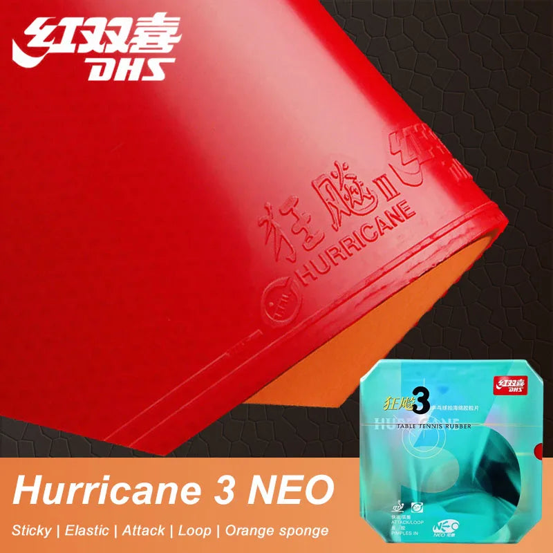 原装红双喜 Neo Hurricane 3 乒乓球胶皮粘性专业乒乓球胶皮，带高密度海绵，适合进攻弧圈球