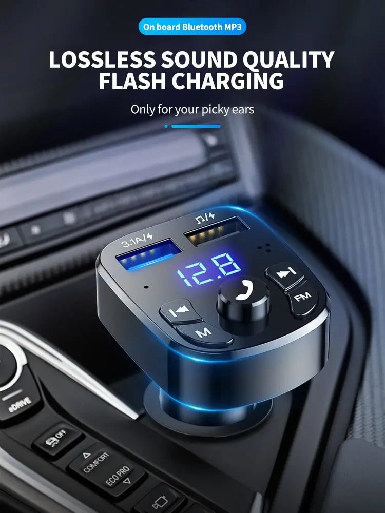 Car Mp3 Player Dual Usb Fast Charger Fm Bluetooth Receiver Bluetooth Compatible 5.0 Fm Transmitter Usb Flash Drive Plug Car Kit