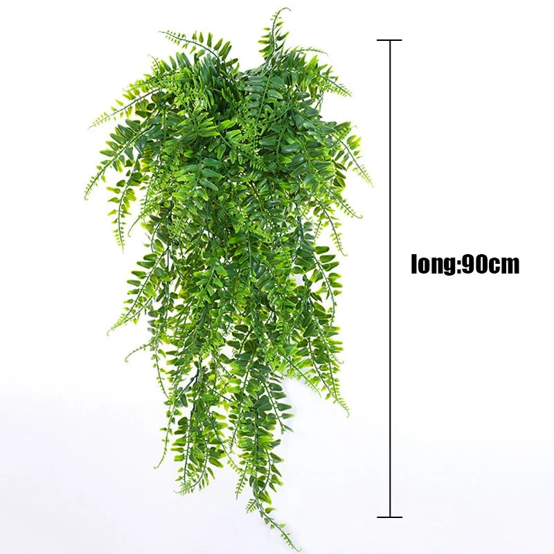 90CM Artificial Persian Fern Leaves Vines Plants Plastic Grass Hhome Room Decor Hanging Fake Plant Leaf Wedding Party Wall Decor