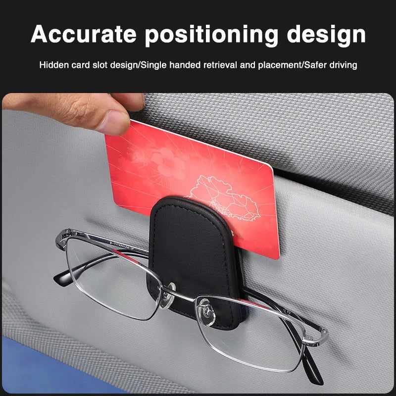 Universal Car Auto Sun Visor Eyeglass Hanger Clip Leather Glasses Holder Magnetic Multi-Function Automobile Accessories Storage