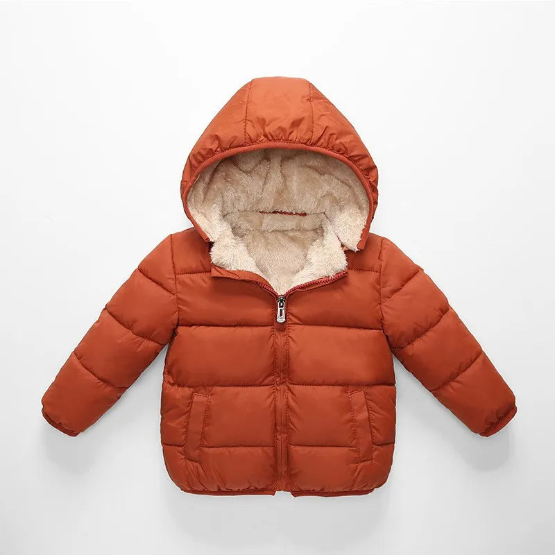 Children's Cotton Cloths Down Jacket Coat Baby Kids  Clothing Boy Girls Cashmere Winter Thick Warm Zipper Hooded Outwear