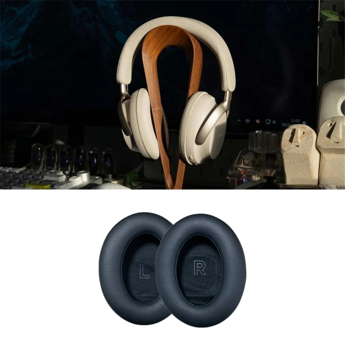 2Pcs Headphone Cover for Dr. Bose QC Ultra Headphone Protective Cover Headset Headset Earmuffs Sponge Cover,Black