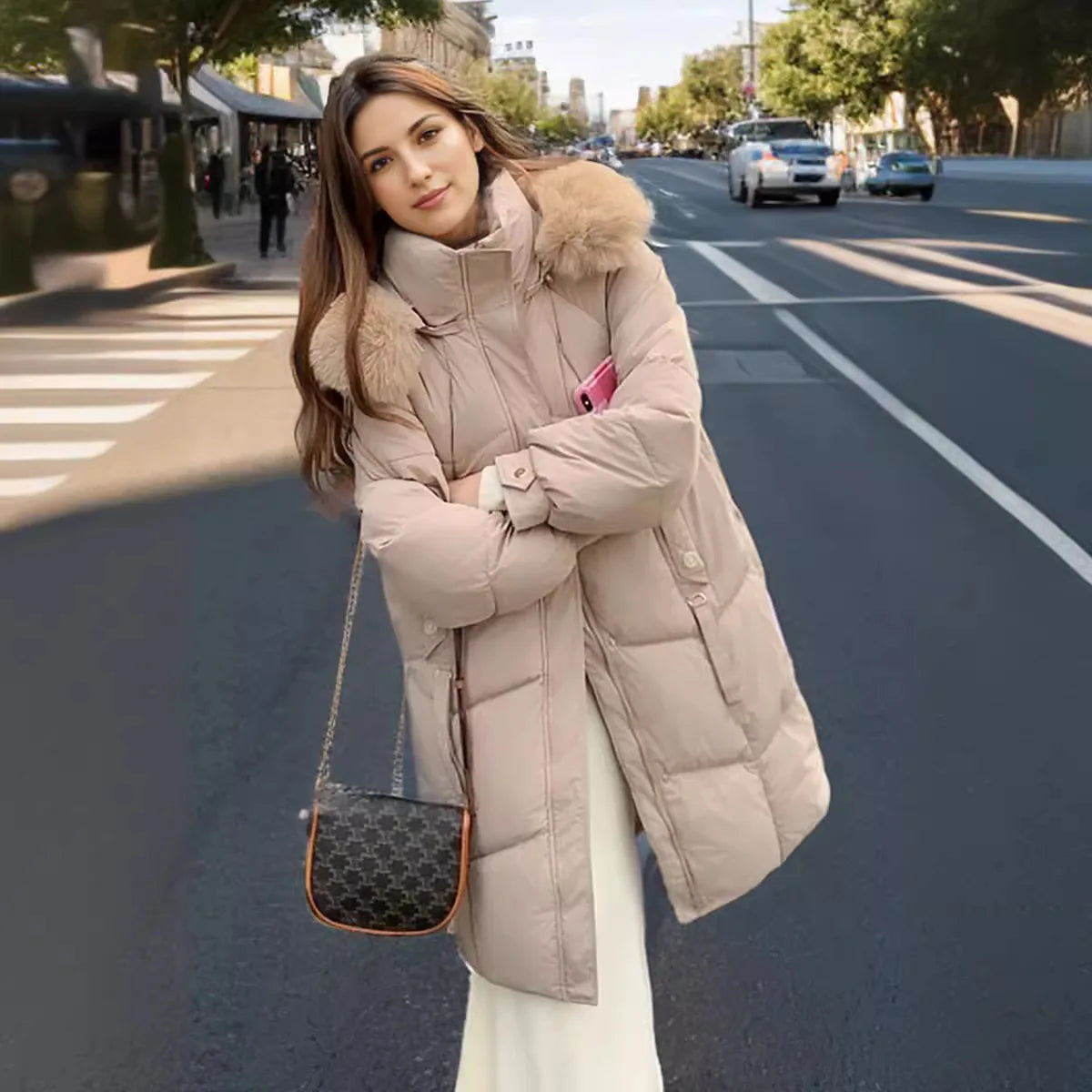 YJKDYK 2024 Winter Women's Jacket Female Fur Collar Warm Long Parkas Coats Women's High Collar Thicken Warm Cotton Jacket