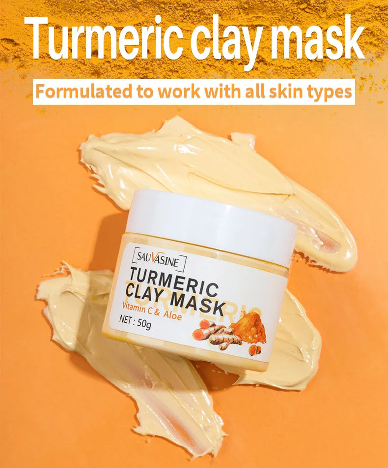 Turmeric Mud Mask Facial Purification Deep Cleansing Brightening Moisturizing Oil Control Beauty Anti-Acne Face Mask Skin Care