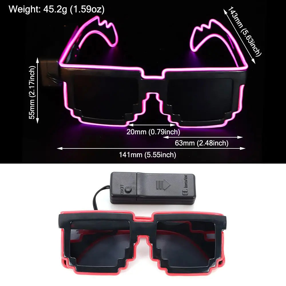 Wireless Mosaic LED Glasses Halloween Christmas Birthday Neon Party Nightclubs Neon Rave Shades