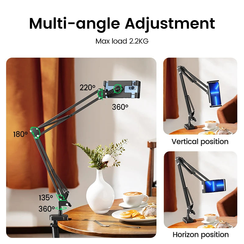 UGREEN Tablet Phone Stand Long Arm Aluminum Adjustable Tablet Holder For iPad Pro Mini Air Xiaomi Tablet Support Laptop Stand