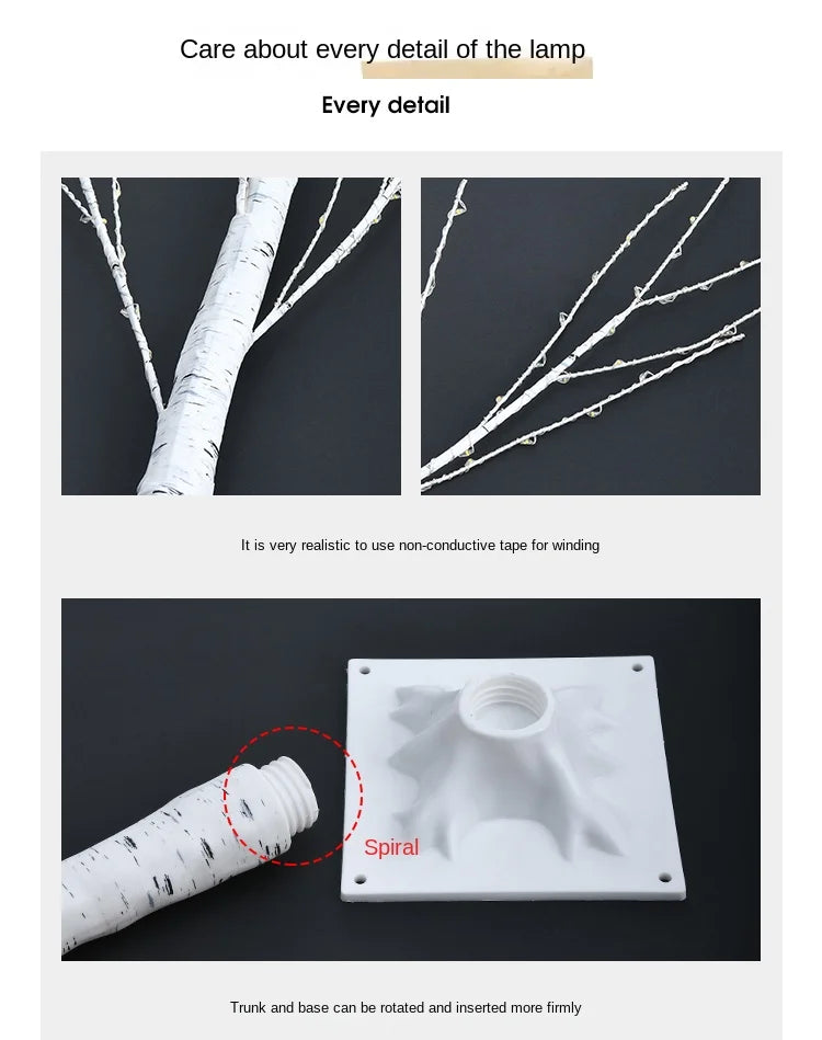 Christmas Decoration LED Birch Tree Bedroom Light for Landscape Luminous Decoration New Year DIY Decor Christmas Tree Party Gift