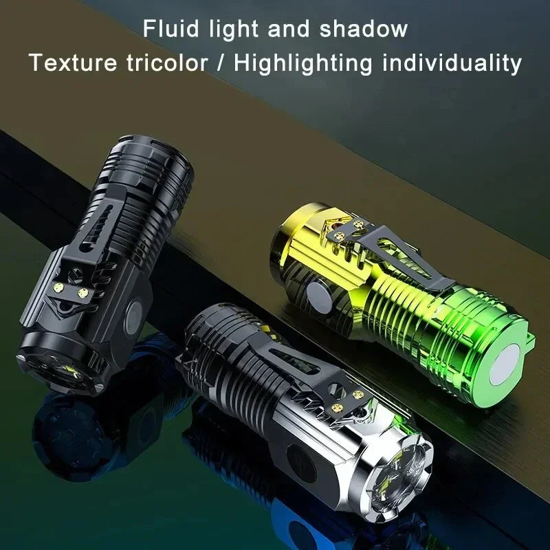 3LED Super Bright Flashlight Portable Mini Burst Flash Torch Rechargeable Outdoor Emergency Spotlight with Pen Clip Tail Magnet