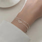 Round Bead Hollow Love Bracelet Heart Hand Decorated Double Design Sweet 925 Silver Plated Chain Bracelet for Women Girls Gifts