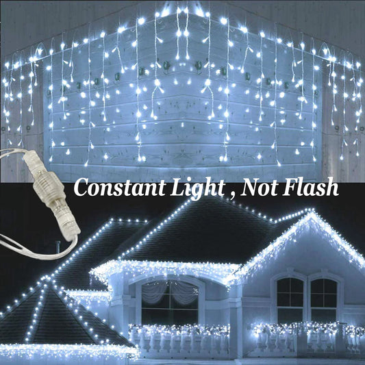 ﻿ Christmas Lights Outdoor Decorations 192 LED 8M Curtain Fairy String Light for Mall Eaves Balcony Fence House Decoration