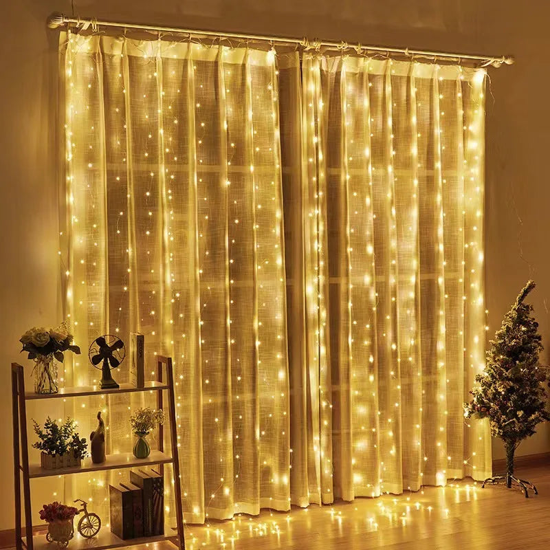 LED Curtain Lights 6m/3m USB Warm Fairy String Lights Festival Lighting Window Lamp Home Bedroom Wedding Christmas Decoration