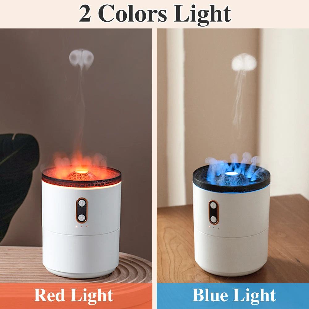 Volcano Fire Flame Air Humidifier Aroma Diffuser Essential Oil with Remote Control Jellyfish for Home Fragrance Mist Mak Smoking