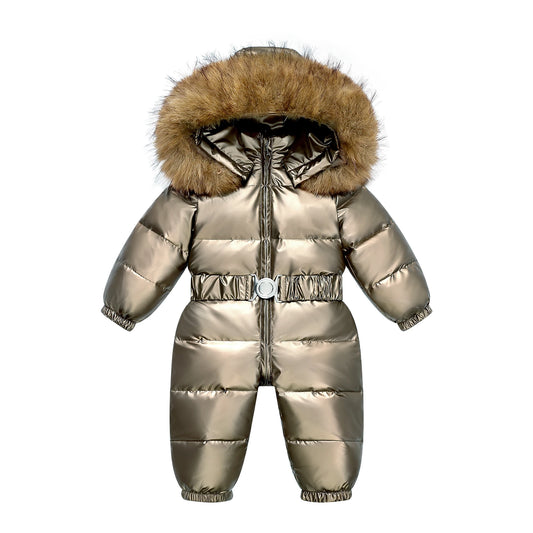 Winter Ski Suit Baby Jumpsuit Boy Overalls Warm down jacket Kids toddler girl Clothes Children Clothing faux fur coat overcoat