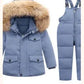 New Girls clothing Winter Warm down Cotton Jackets Children parka faux Fur Collar Coat Girl Thicken overalls Hooded kids Clothes