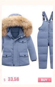 New Girls clothing Winter Warm down Cotton Jackets Children parka faux Fur Collar Coat Girl Thicken overalls Hooded kids Clothes