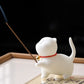 Cute Cat Incense Burner Stick Holder Buddhism Line Incense plate Sandalwood Coil Base Temples Yoga Studios Home Decoration