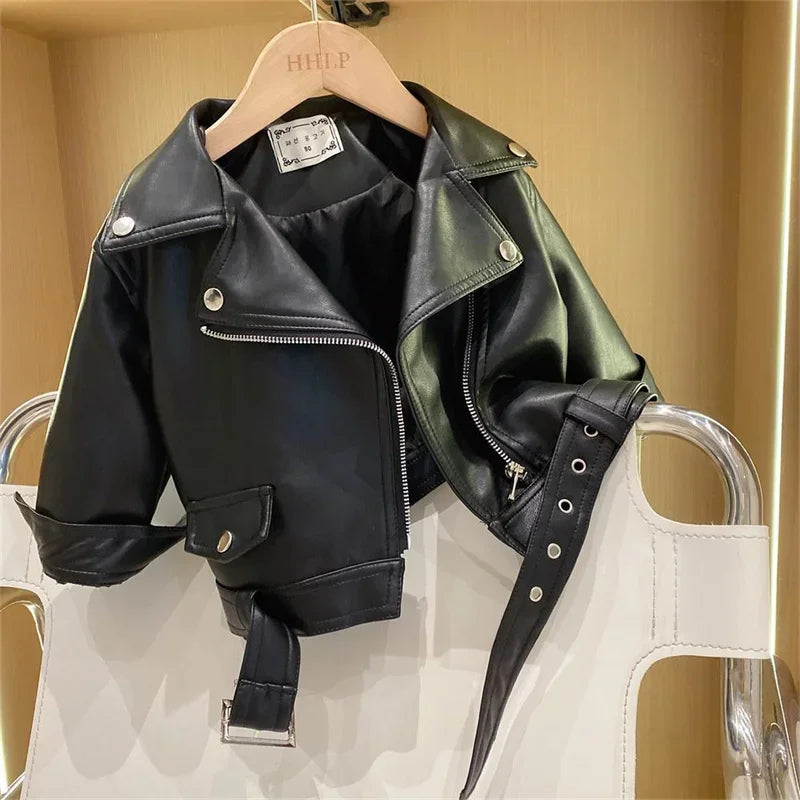 Spring Autumn Boys Leather Jackets For 2-8 Years 2023 New Classics Handsome Baby Boy Pu Outerwear Kids Clothing Zipper Fly Coats