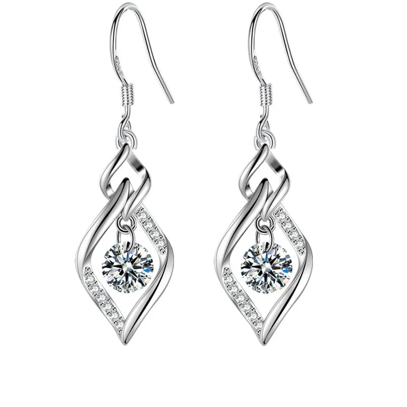 Bulbusbow 925 Sterling Silver Heart Drop Earrings with Blue, Pink, White & Purple Crystal Zircon and Sapphire