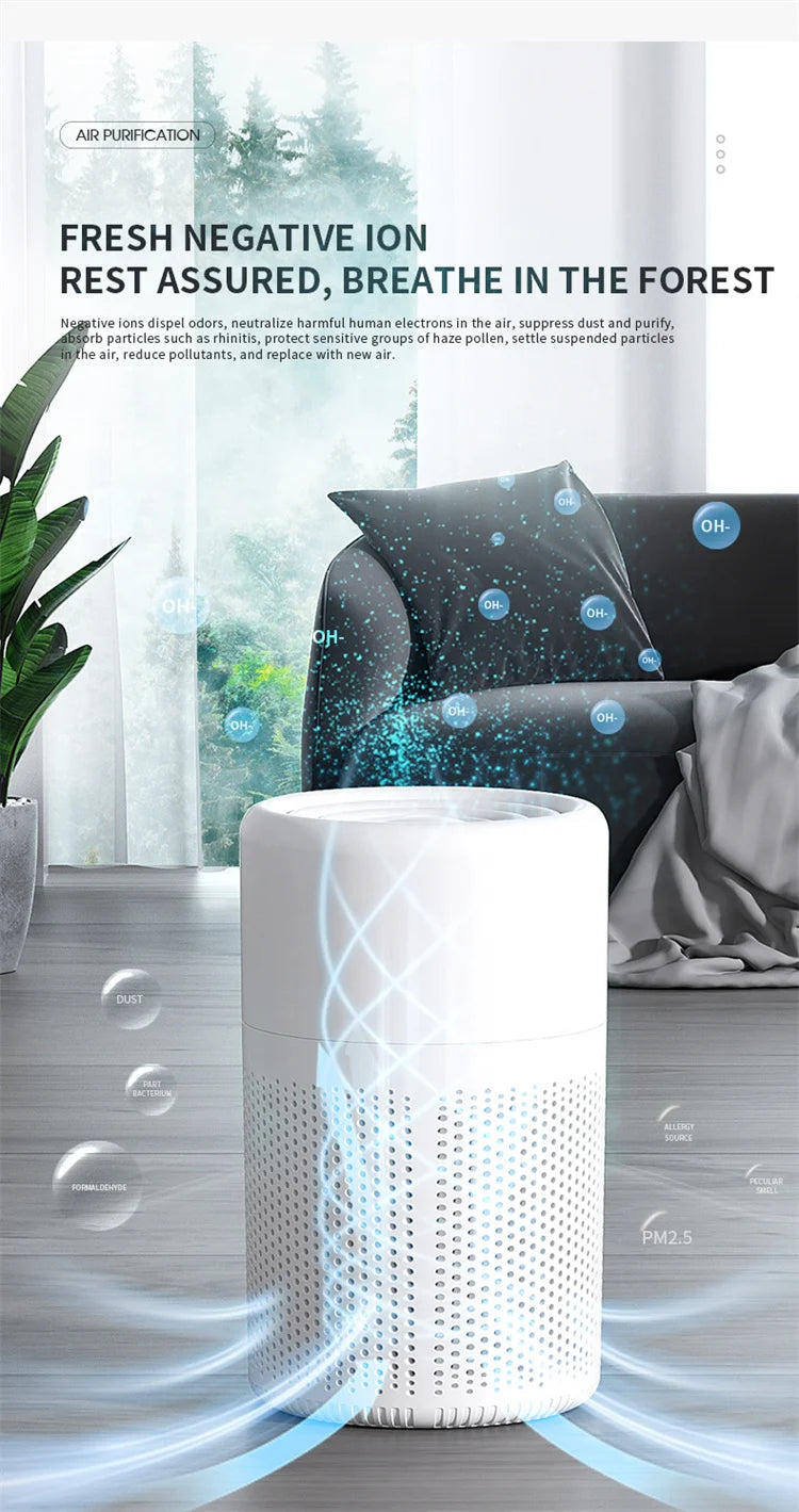 Xiaomi Youpin New Desktop Air Purifier Filter Negative Ion Purification Sterilization Deodorizing Portable Car Freshener Home