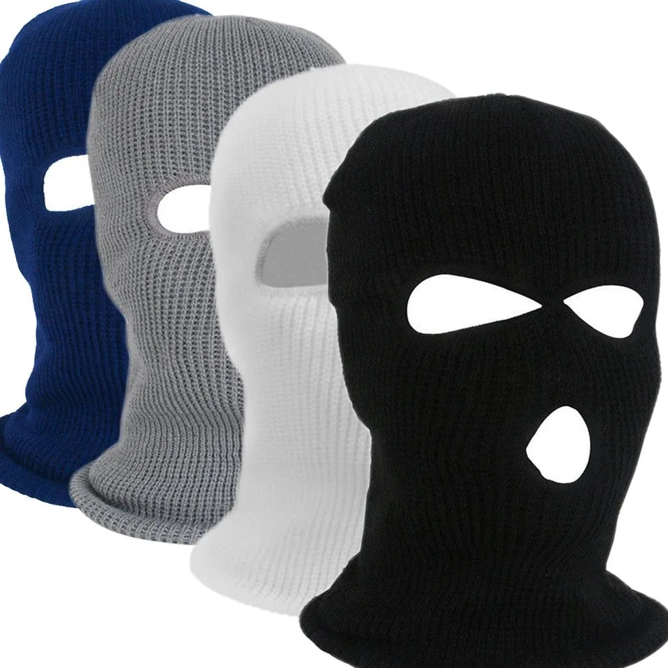 Winter men's face mask, warm hood, sports scarf, skiing hat, three hole wool hat, outdoor cycling knitted pullover hat