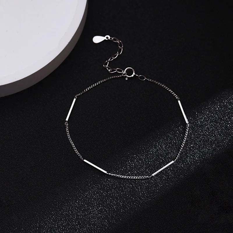 New 925 Sterling Silver Square Bracelet Simple Style Shiny Bracelet Gifts for Women  Exquisite Fashion Jewelry