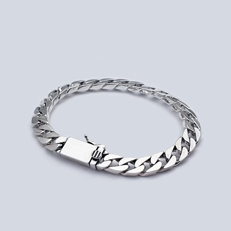 Factory Price 100% S925 Sterling Silver Bracelet 8MM Punk S925 Silver Jewelry Never Fade Men Jewelry Gifts