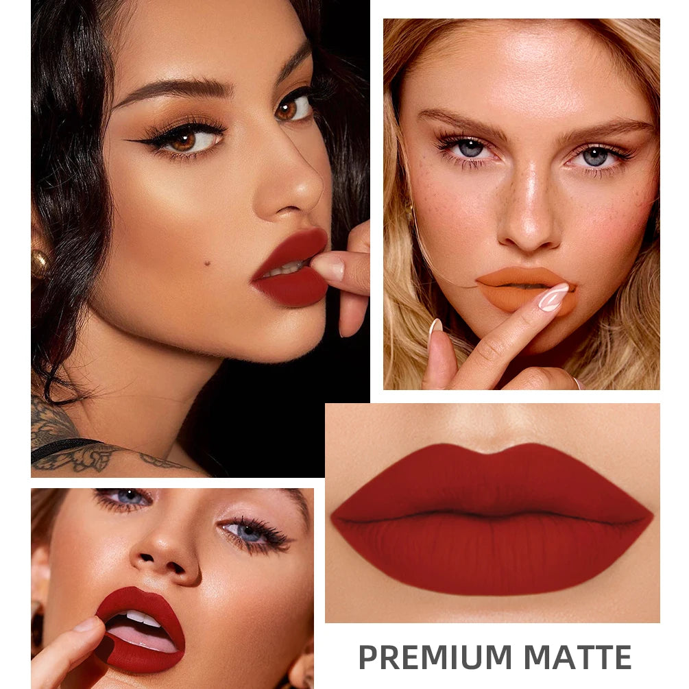 QIBEST Matte Liquid Lipstick Waterproof Long Lasting Velvet Mate Nude Red Lip Gloss Lint Tube Makeup Cosmetic Lipsticks Lipgloss