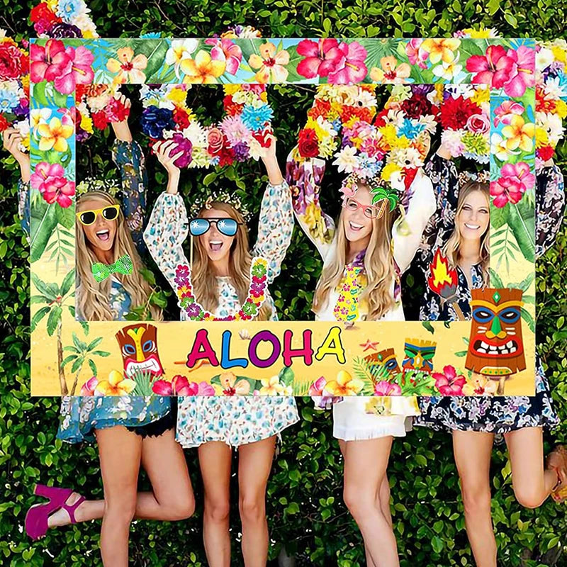 23pcs Hawaiian Party Decorations Photo Booth Props Paper Pineapple Flower Summer Beach Pool Party Hawai Aloha Party Supplies