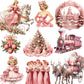 Pink Christmas Stickers Crafts And Scrapbooking stickers kids toys book Decorative sticker DIY Stationery