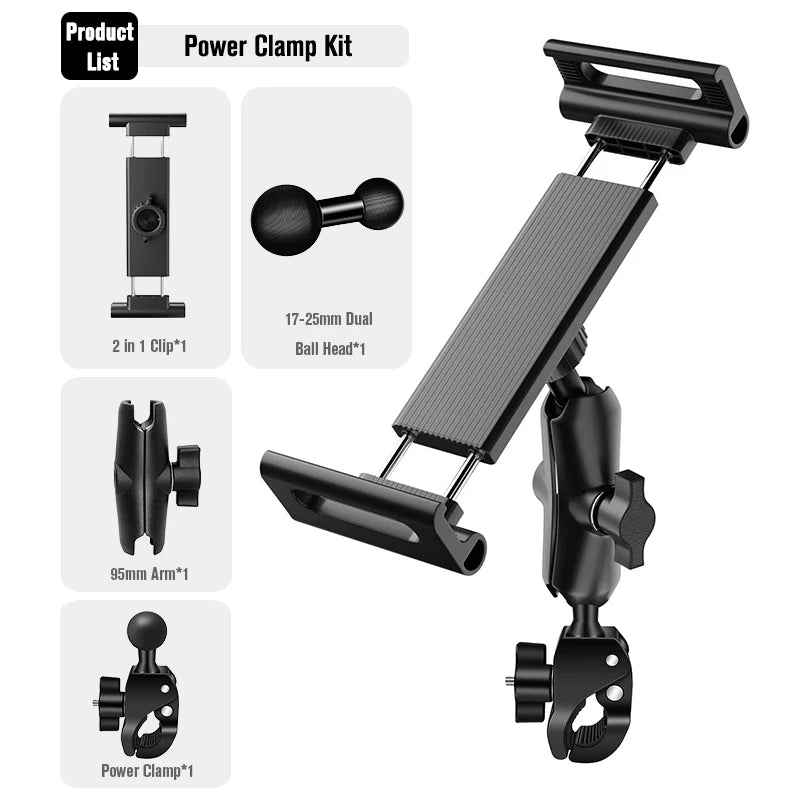 Motorcycle Bike Tablet Holder Universal 4.5-13.5 inch Indoor Gym Treadmill Handlebar Tablet Holder Stand Support for iPad iPhone