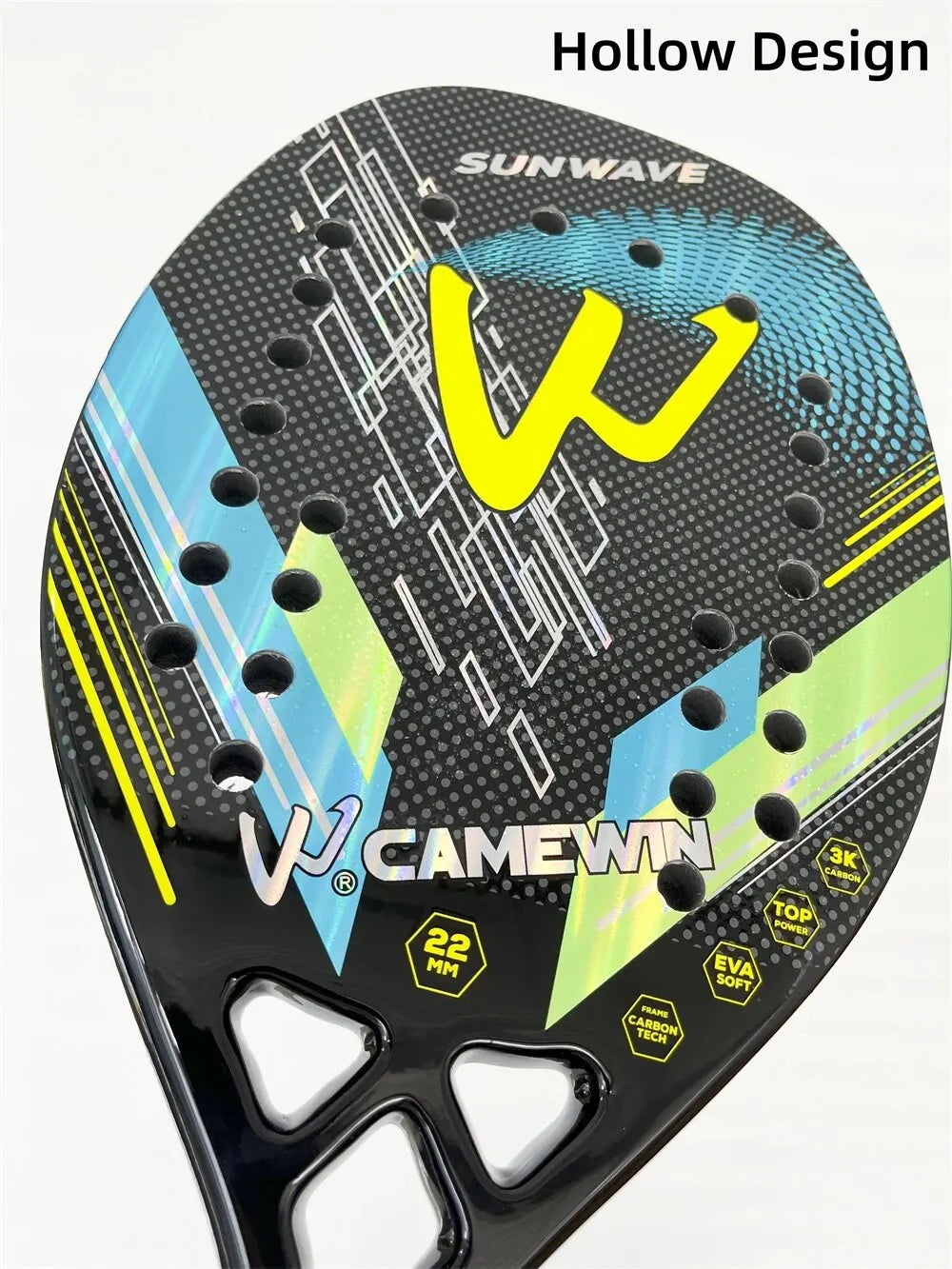 Beach Tennis Racket 3K Camewin Full Carbon Fiber Rough Surface Outdoor Sports Ball Racket For Men Women Adult Senior Player