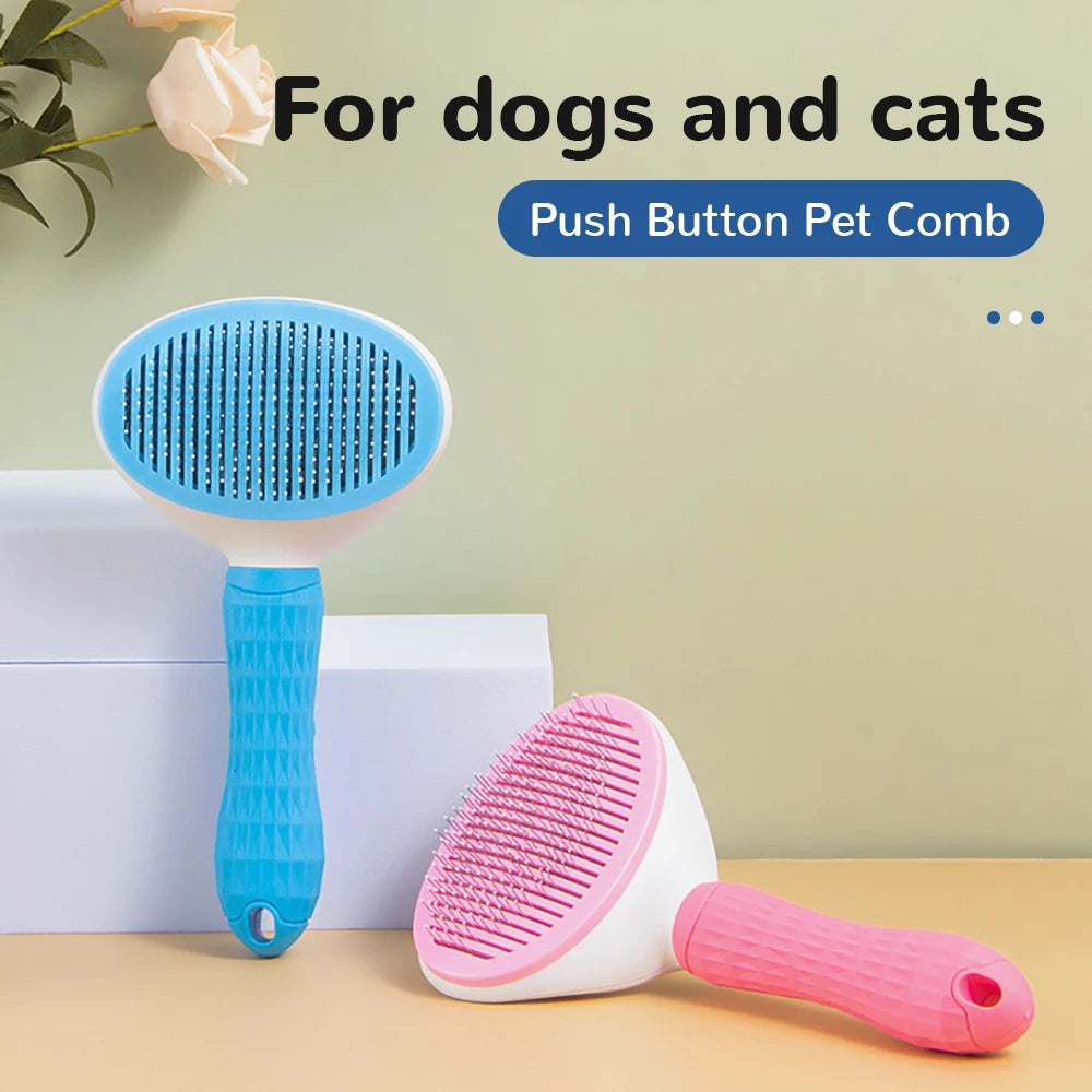 Pet Hair Removal Brush Dog Hair Comb Stainless Steel Automatic Hair Fading Cat Comb Pet Cleaning Grooming Supplies