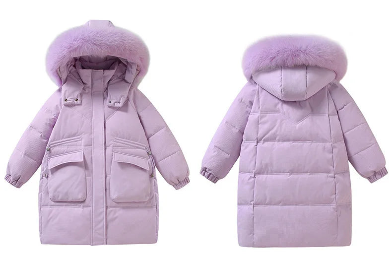 2024 Winter warm Down jacket kids toddler girl clothes Girls clothing Thicken Parka Hooded Outerwear Coats Children snow suit