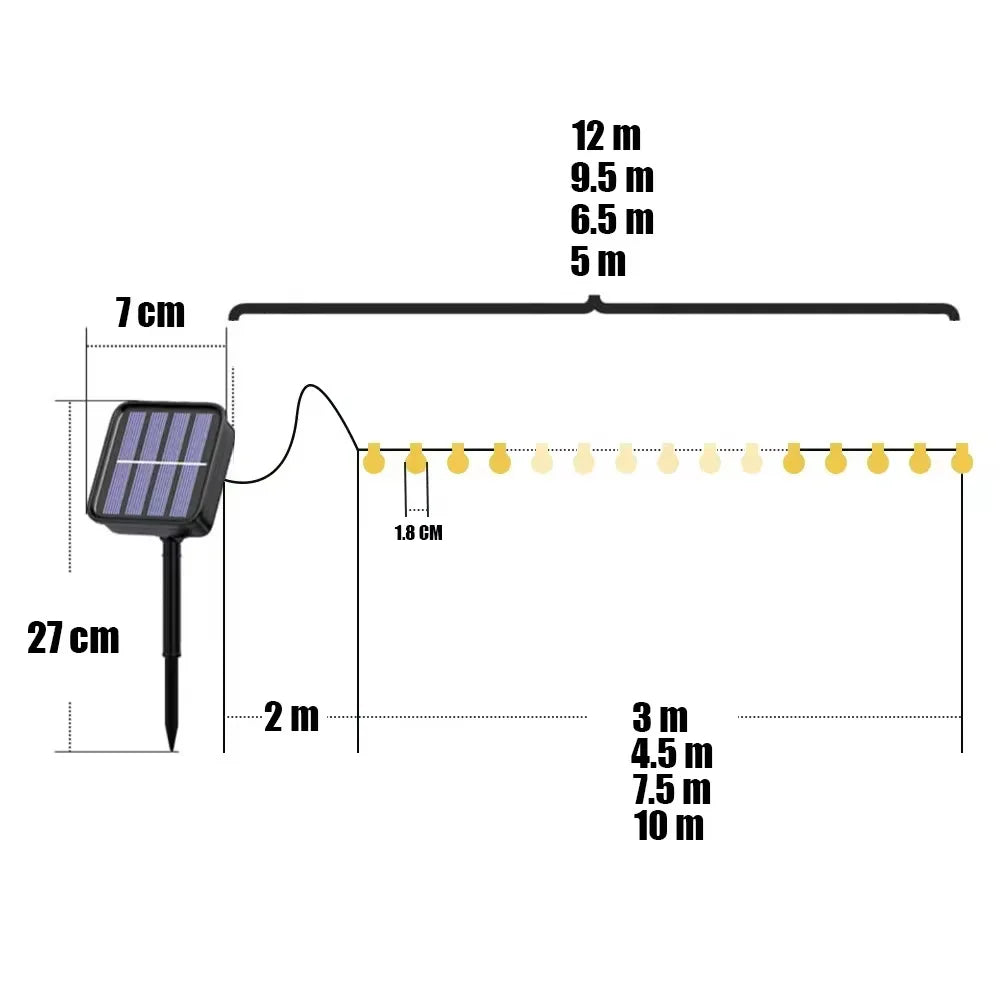 Frosted Globe Solar String Lights 100 LED IP65 Outdoor Fairy Light For Halloween Christmas 2024 Party Garden Decoration 8 Modes