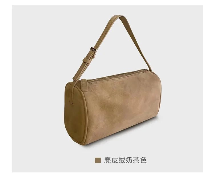 2024 Trend Fashion Design Elegant Leather Pen Holder Bag Suede Leather Underarm Cowhide Small Square Bag Soft Handbag for Women