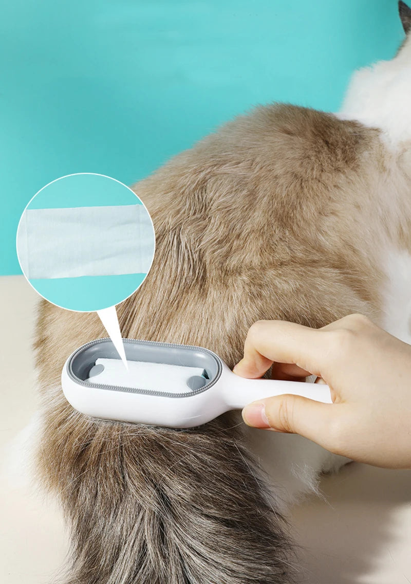 Double Sided Hair Removal Brushes for Cat Dog Pet Grooming Comb with Wipes Kitten Brush gato accesorios artículos para mascotas