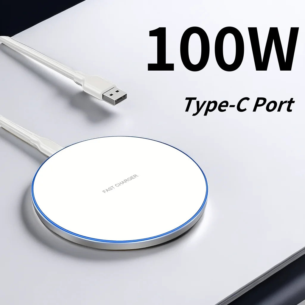 100W Wireless Charger For iPhone 15 14 13 12 11 Pro XS Max Mini X Induction Fast Wireless Charging Pad For Samsung Xiaomi Huawei