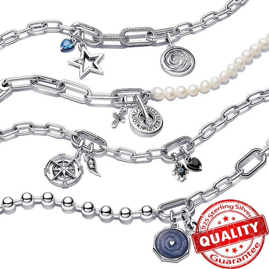 Classic 925 Sterling Silver Zodiac Wheel & Evil Eye & Star Mini Dangle Charm Fit Pandora ME Bracelet DIY Jewelry Charm Making