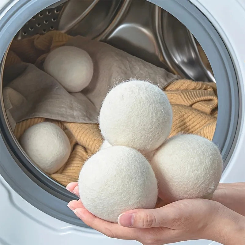 3pcs Premium Reusable Wool Drying Balls - Laundry Essentials for Soft Clothes - Anti-Static Washing Machine Accessories with D