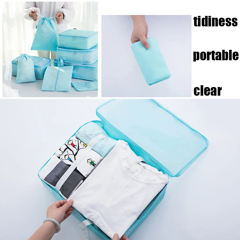 7/8/9/10 Pcs Set  Travel Portable Folding Multifunctional Clothing/Shoes Storage Bag Tidy Bag